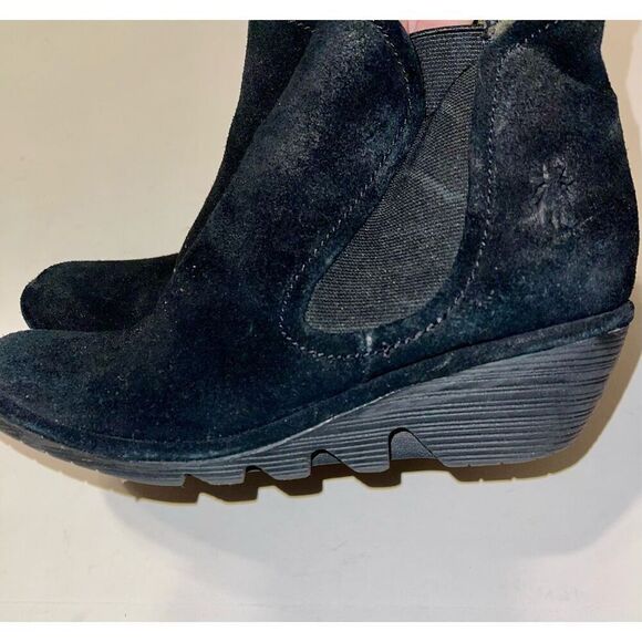 Fly London Fly Long Bagu Wedge Chelsea Boot Women's Size‎ 37 Black A28 - Picture 5 of 8